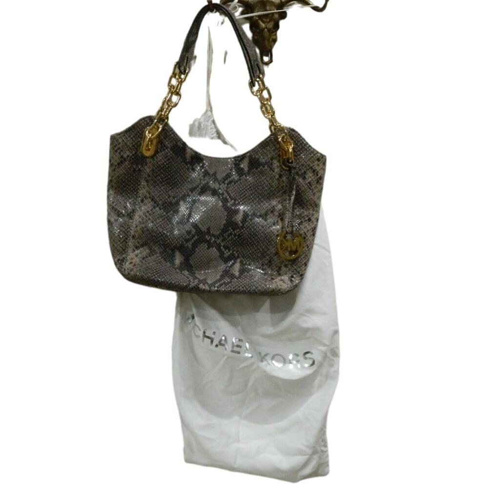 Michael Kors Gray Python Design Handbag Purse W D… - image 3